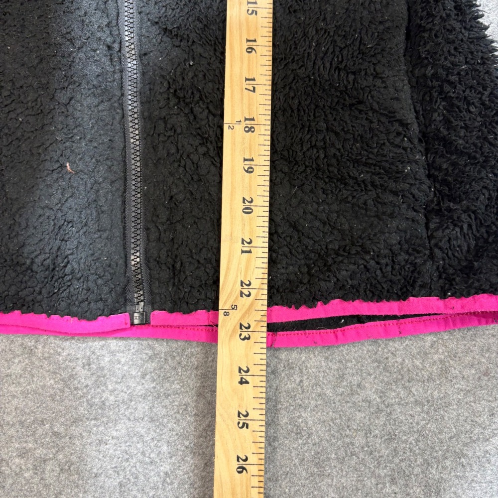 Lucky Brand Womens Black Sherpa Fleece Zip Up Jacket Pink Trim Size Small - Picture 4 of 6